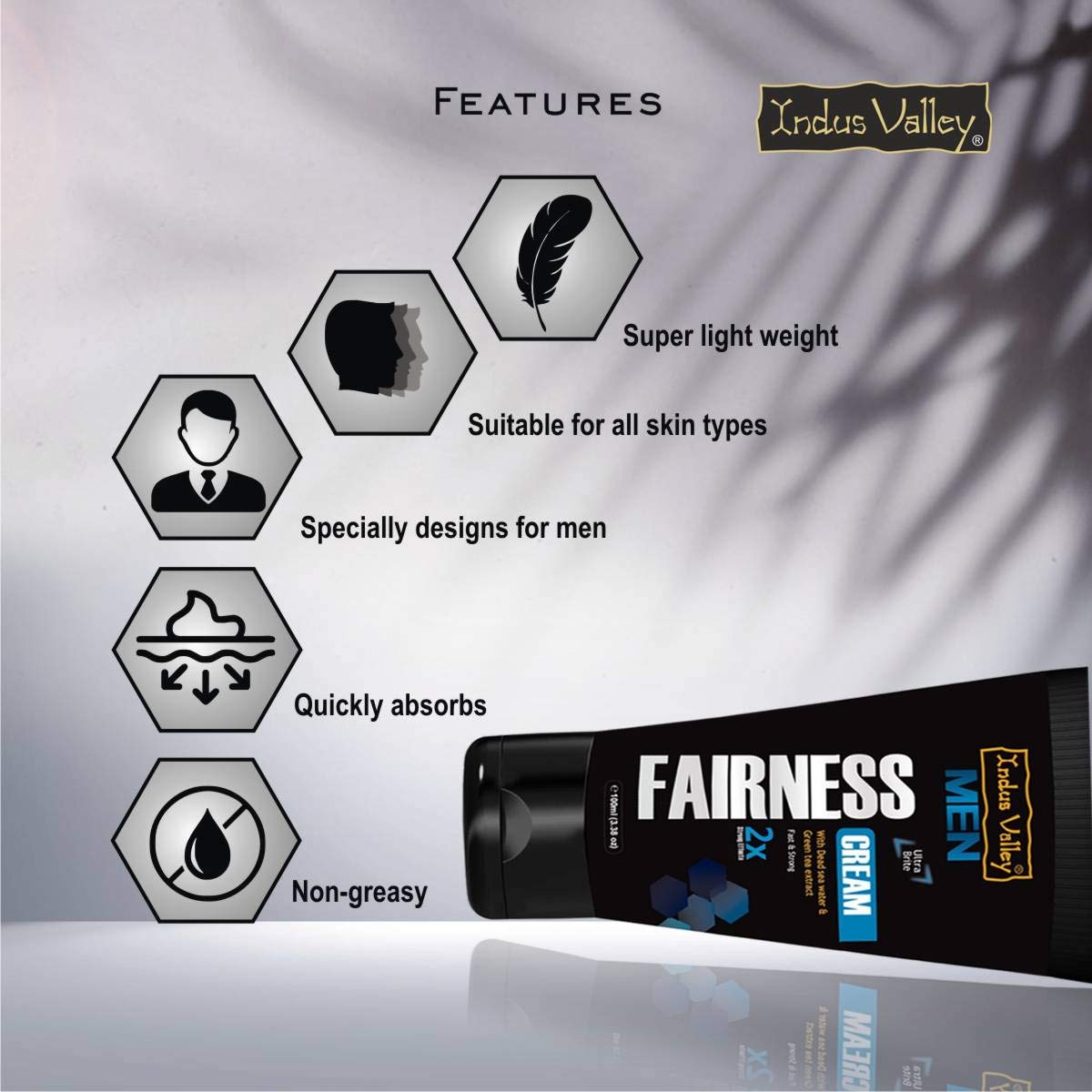 INDUS VALLEY Men Fairness Cream With Dead Sea Water & Green Tea Extract For Natural Fair Look (100 ml)