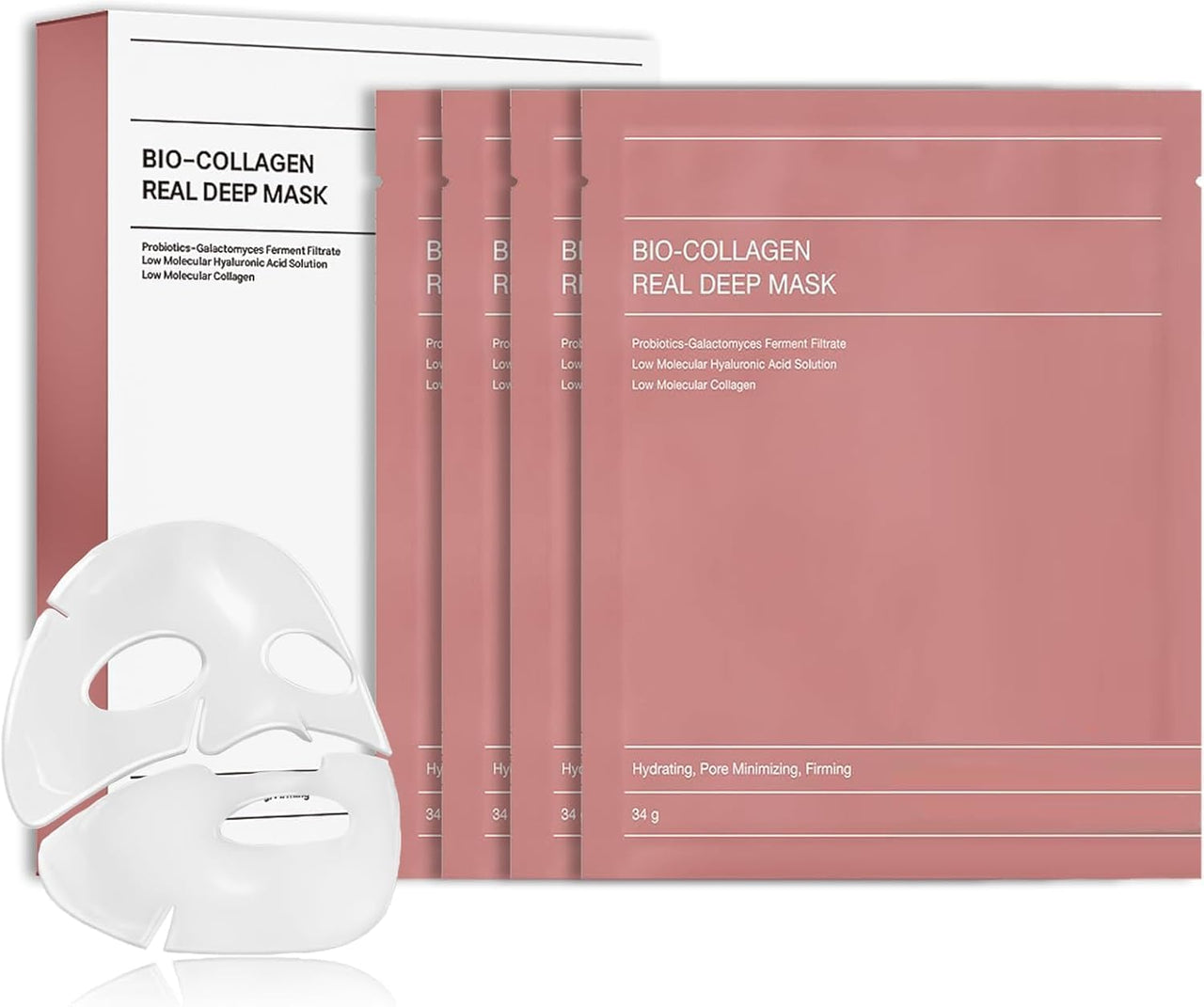 Bio Collagen Face Mask Overnight, Bio Collagen Face Mask, Bio Collagen Mask, Hydrating Overnight Hydrogel Mask, Pore Minimizing, Elasticity (pack of 2)