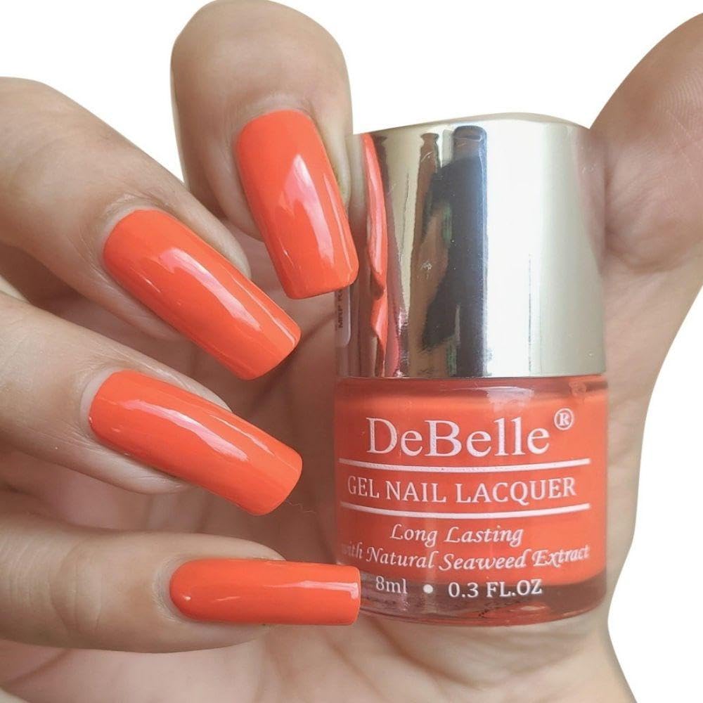 Debelle Gel Nail Polish Apricot Brulee (Dusty Orange Nail Paint)|Non Uv - Gel Glossy Finish |Chip Resistant | Seaweed Enriched Formula| Long Lasting|Cruelty And Toxic Free| 8Ml
