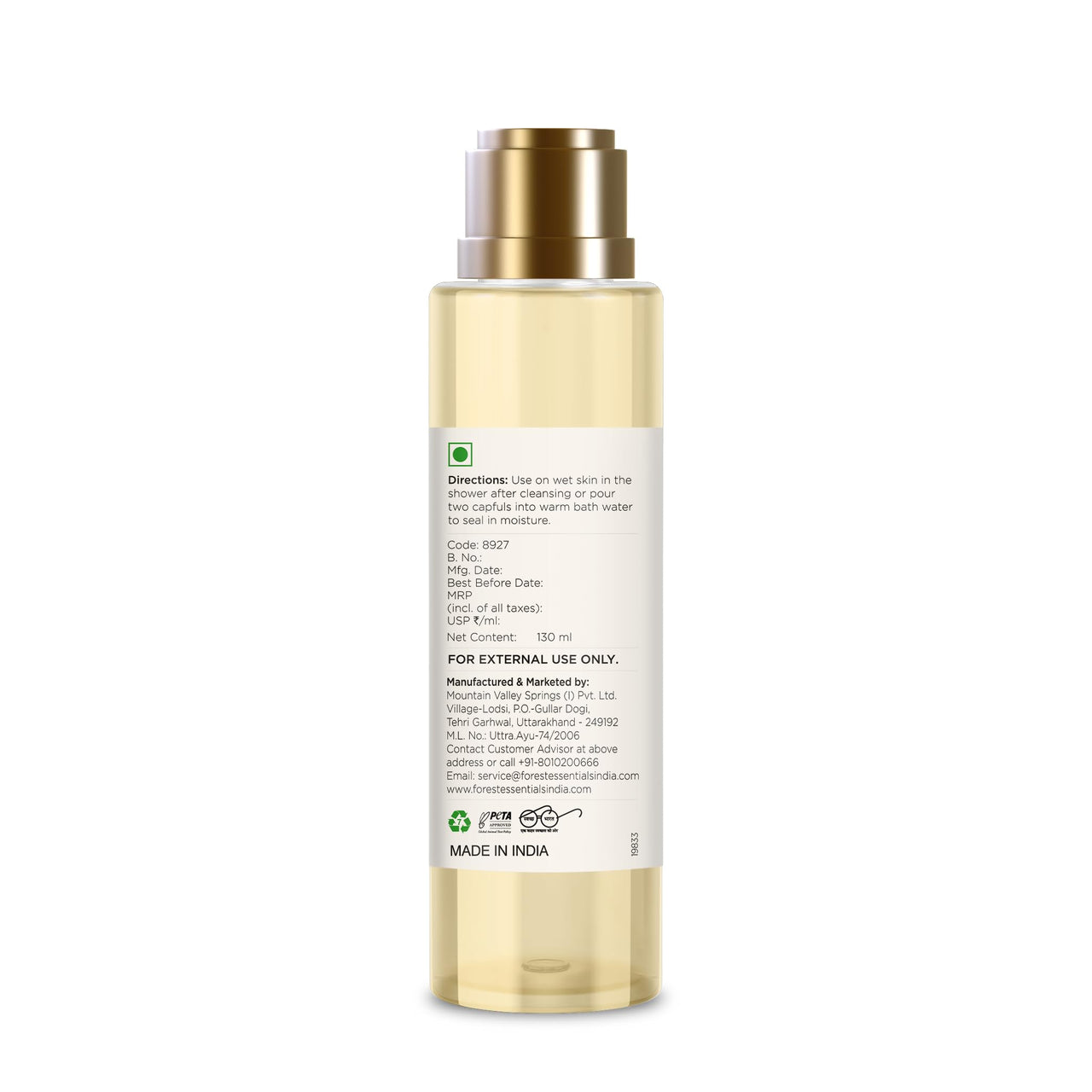 Forest Essentials After Bath Oil Indian Rose Absolute | Ayurvedic Moisturizing & Nourishing Shower Oil For Body | Purifying, Scented Bath Oil For Women & Men | 130 ml