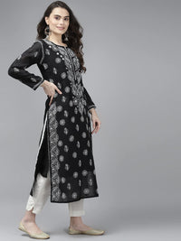 Ada Hand Embroidered New Lucknowi Chikankari Chanderi Kurta Kurti for Women A411175