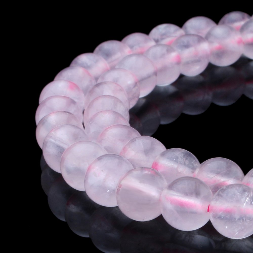 BEADNOVA Natural Rose Quartz Beads Natural Crystal Beads Stone Gemstone Round Loose Energy Healing Beads with Free Crystal Stretch Cord for Jewelry Making (6mm, 62-64pcs) 6mm 22) Rose Quartz Round Beads