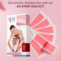 Hilary Rhoda Easy To Use Wax Strips | Gel Wax Hair Removal | Full Body Wax Strips for Arms,Legs & Body | Salon Like Results at Home Wax Strips | With 2 Finish Wipes | 20 Strips (Rose)