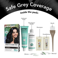 Paradyes Natural Black Timeless Hair Tint, Permanent Crème Hair Colour for Natural-Looking Results, Complete Grey Coverage, Long-Lasting Formula Free from PPD, Ammonia, & Resorcinol, 1.0 Natural Black