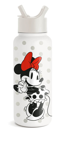 Simple Modern Disney Minnie Mouse Water Bottle with Straw Lid Insulated Stainless Steel Metal Thermos | Gifts for Women Men Reusable Leak Proof Flask | Summit Collection | 32oz Minnie Mouse Love