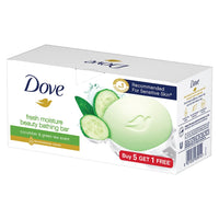 Dove Fresh Beauty Bar (pack of 6) 75g each for Hydrated Skin with Cucumber & Green Tea Leaves scent
