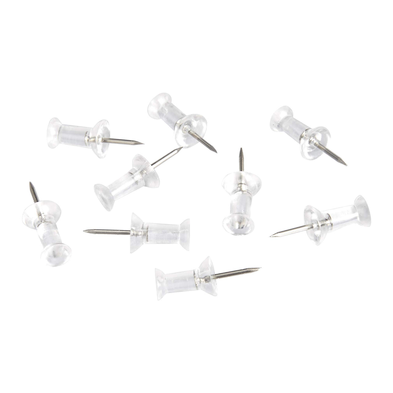 Basics Push Pins Tacks, Clear Plastic Head, Steel Point, 200-Pack 200 pack