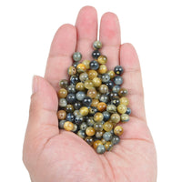 Bymitel 210pcs Natural Crystal Beads Stone Gemstone Round Energy Healing Loose Beads with Stretch Cord for Jewelry Making Bracelets Anklets (Yellow Blue Tiger's  Eye, 6mm 210pcs) Yellow Blue Tiger's  Eye