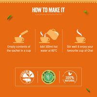 Chaayos Assam Instant Tea Premix - Ginger - Regular Sugar (14Gm * 36 Sachets) (Makes 100 Ml), Ginger Tea, Adrak Chai, 1 Min Tea Powder