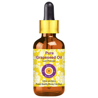 Deve Herbes Pure Grapeseed Oil (Vitis vinifera) with Glass Dropper | Cold Pressed | Natural | Undiluted | For Diluting Essential Oils | For Hair, Skin & Massage | Men & Women | 15ml