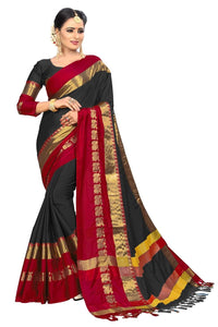PAREVDEE Women's  Dobby Cotton Saree With Blouse Piece