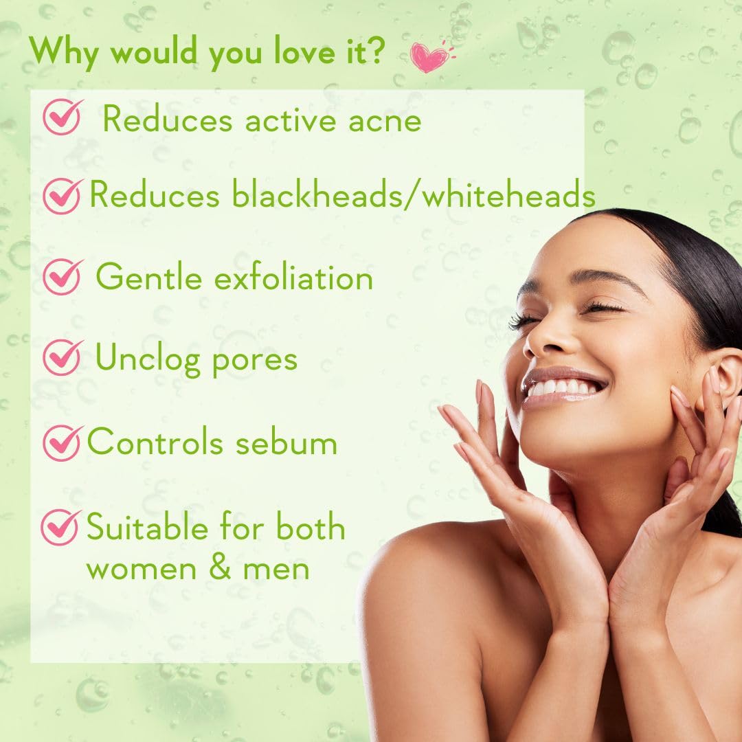 WishCare 2% Salicylic Acid Face Wash for Women & Men with AHA, GreenTea, Chamomile & TeaTree - Face Wash for Oily Skin & Acne Prone Skin 100ml