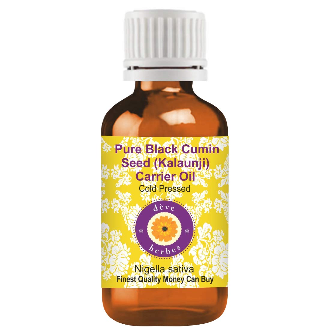 Deve Herbes Pure Black Cumin Seed (Kalaunji) Oil (Nigella sativa) | Cold Pressed | Natural | Undiluted | For Diluting Essential Oils | For Hair, Skin & Massage | Men & Women | 100ml