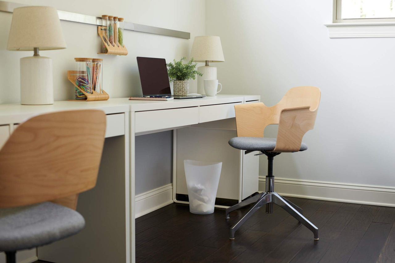 Rubbermaid Spa Works Compact Contemporary Style 9 Quart Indoor Open Vanity Home Trash Container, White Clear Pack of 1