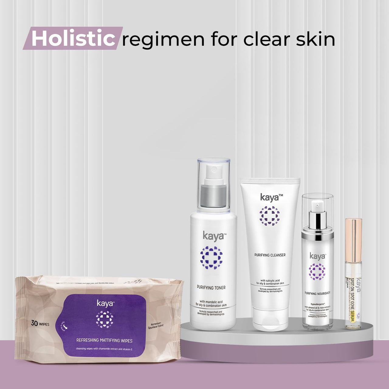 Kaya Clinic Refreshing Mattifying Wipes | Vitamin E & Chamomile Extracts | Face Wipes | Cleansing Wipes | For Acne Prone Skin | 30 Wipes