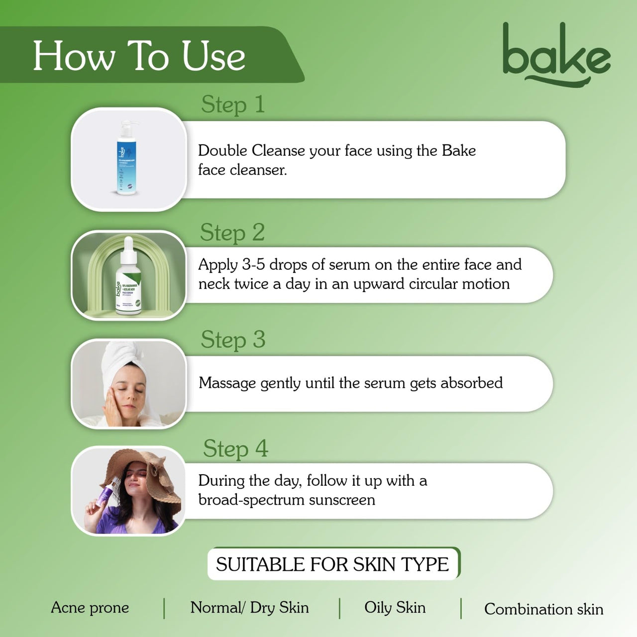 BAKE 10% Niacinamide + Azelaic Acid Face Serum for Acne Marks, Dark Spots & Open Pores | Reduces Active Acne, Blemishes | 30ml