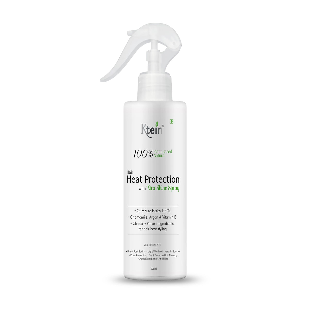 ktein 100% Plant Based Natural Hair Heat Protection with Xtra Shine Spray Hair Spray (200 ml)