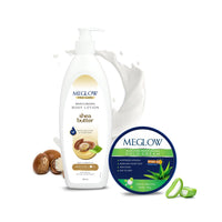 Meglow Combo of Aloe Vera Moisturizing Cold Cream Moisturizer Cream with SPF 15 Protection & Shea Butter - Body Lotion Best Moisturizer for dry skin