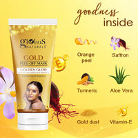 Globus Naturals Gold Peel Off Mask For Golden Glow, Enriched with Saffron & Vitamin-E, Brightening & Radiance, Suitable For All Skin Types, 75 g (Pack of 2)