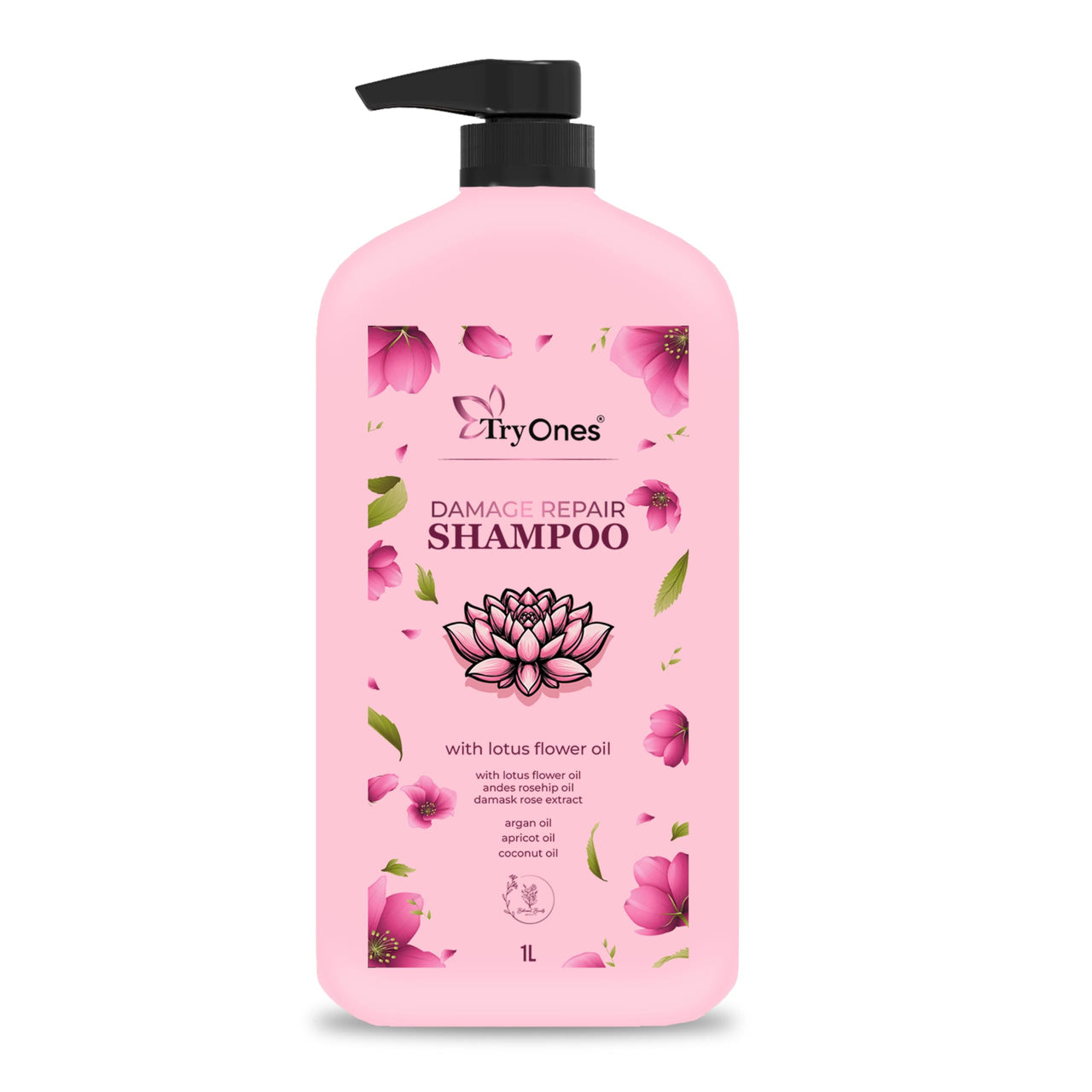 TryOnes Damage Repair Shampoo With Hibiscus & Curry Leaves for Strong & Nourished Hair For Dry & Frizzy Hair | For Smoother, Shinier Hair 1000 ml