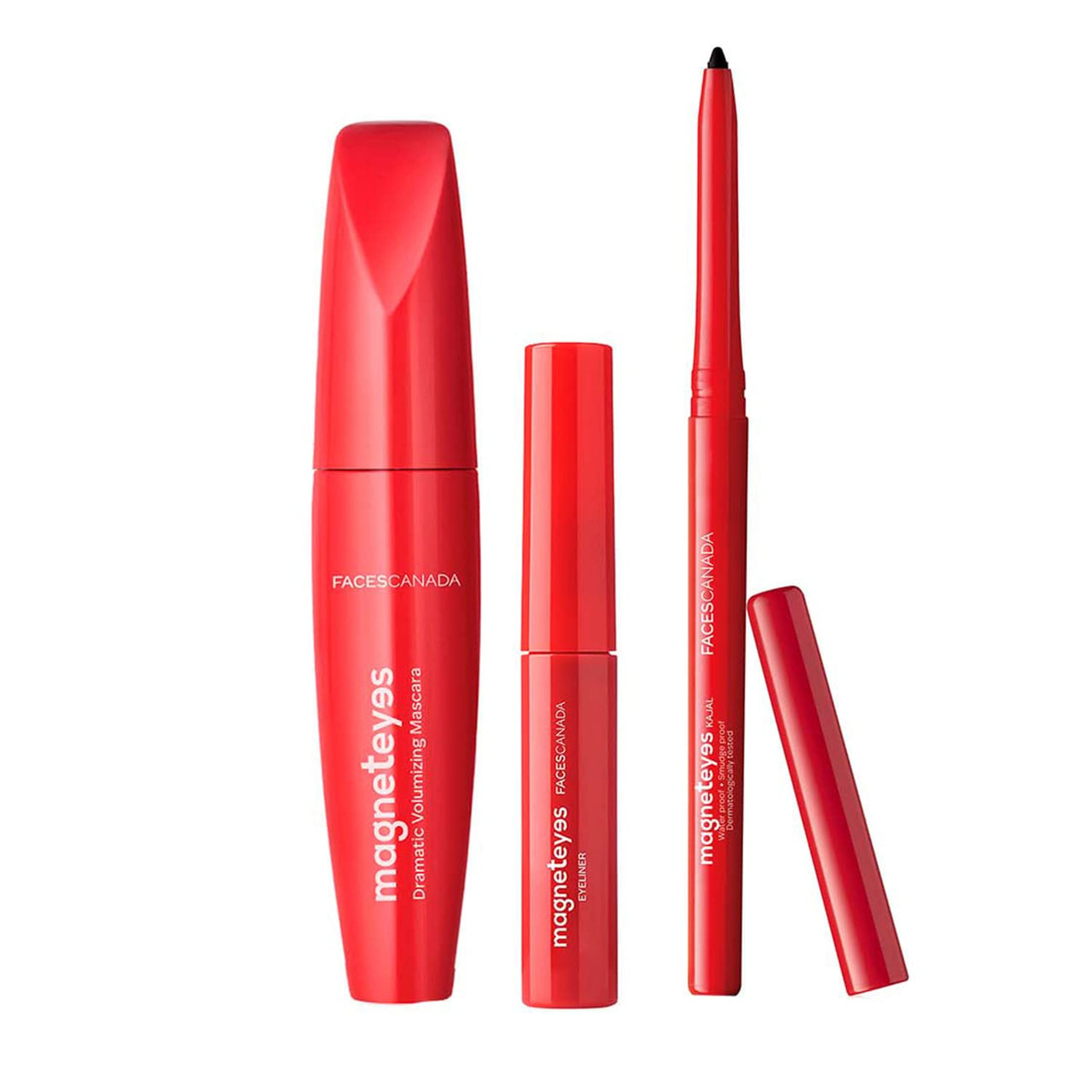 FACES CANADA Magneteyes Range Trio Pack - Black, 13.35 g | Kajal + Eyeliner + Mascara | Lightweight | Long Lasting | Smooth Texture | Precise Application | Intense Color Payoff | Paraben Free