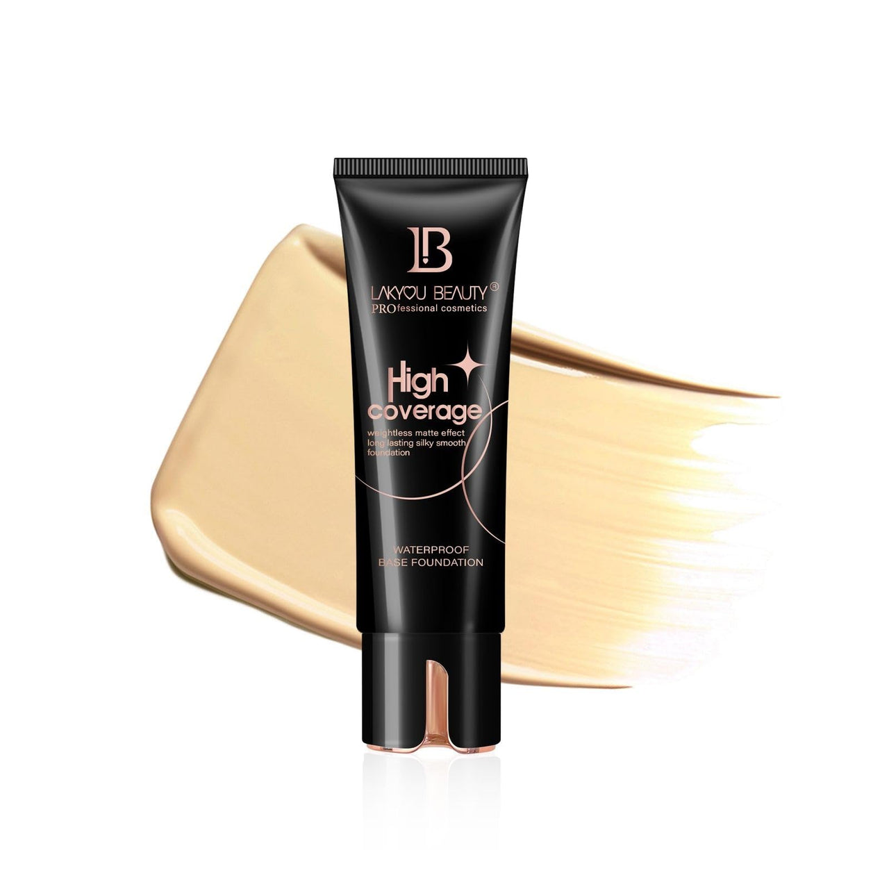 LAKYOU BEAUTY Beuty High Coverage Foundation Cream For All Skin Types | Weightless | Matte Effect | Long Lasting | Waterproof Base Foundation | Shade-02 (Soft Ivory) | 80Ml