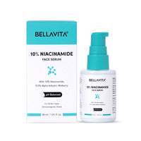 BELLAVITA Niacinamide Face Serum | 10% Niacinamide, 0.5% Alpha Arbutin & Hyaluronic Acid | Treats Pigmentation | Repairs Skin Barrier | pH Balanced | Non-Irritating | Non-Sticky | Brightening Formula For Men and Women | 30 ml