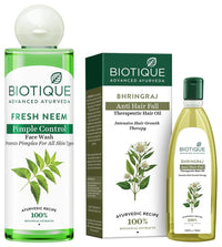 Biotique Bio Neem Purifying Face Wash, 200ml & Bhringraj Oil, 100ml