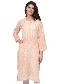 Ada Hand Embroidered Lucknowi Chikankari Ethnic Wear Cotton Kurta Kurti Tunic for Women