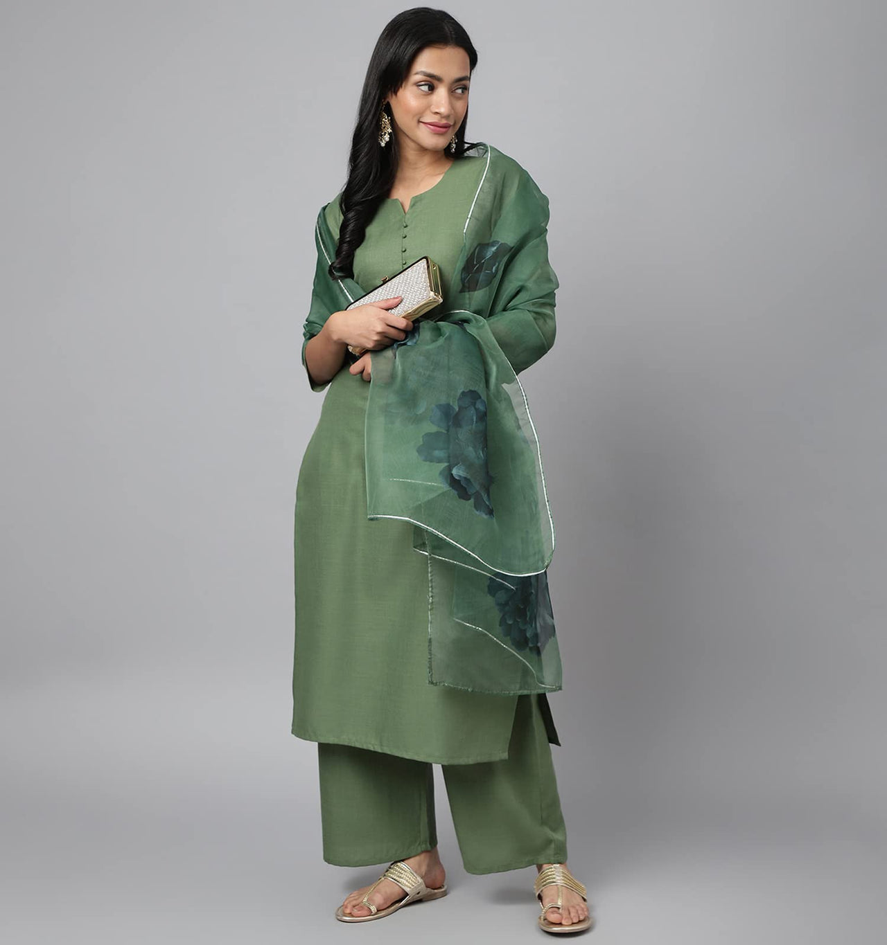 RATAN Straight Salwar Suit Kurta Palazzo Set with Printed Dupatta for Women