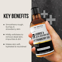 Dr. Sheth’s Licorice & Lactic Acid Body Wash | For rough, bumpy & strawberry skin | Exfoliates & evens skin tone | 4% (Licorice Extract, Lactic Acid, Salicylic Acid, Willow Bark) | Sulphate Free | Gentle Exfoliating Shower Gel | Removes Tan & Dead Skin |