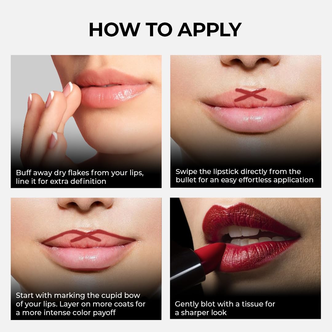 SOKU Censored Matte Long Lasting Lipstick for Women | Creamy Lipstick | Enriched with Jojoba Oil | Moisturising & Waterproof | Smooth Finish & Lightweight (Velvet Vine-12) - 4.2g