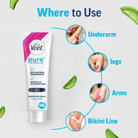 Veet Pure Hair Removal Cream for Women For Sensitive Skin - 100g | Suitable for Legs, Underarms, Bikini Line, Arms