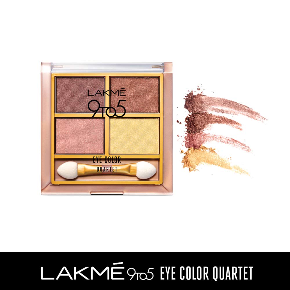Lakmé 9 To 5 Shimmery Eye Color Quartet Eye Shadow, Desert Rose Powder, 7G & Lakmé Nail Color Remover, 27Ml, Multicolor