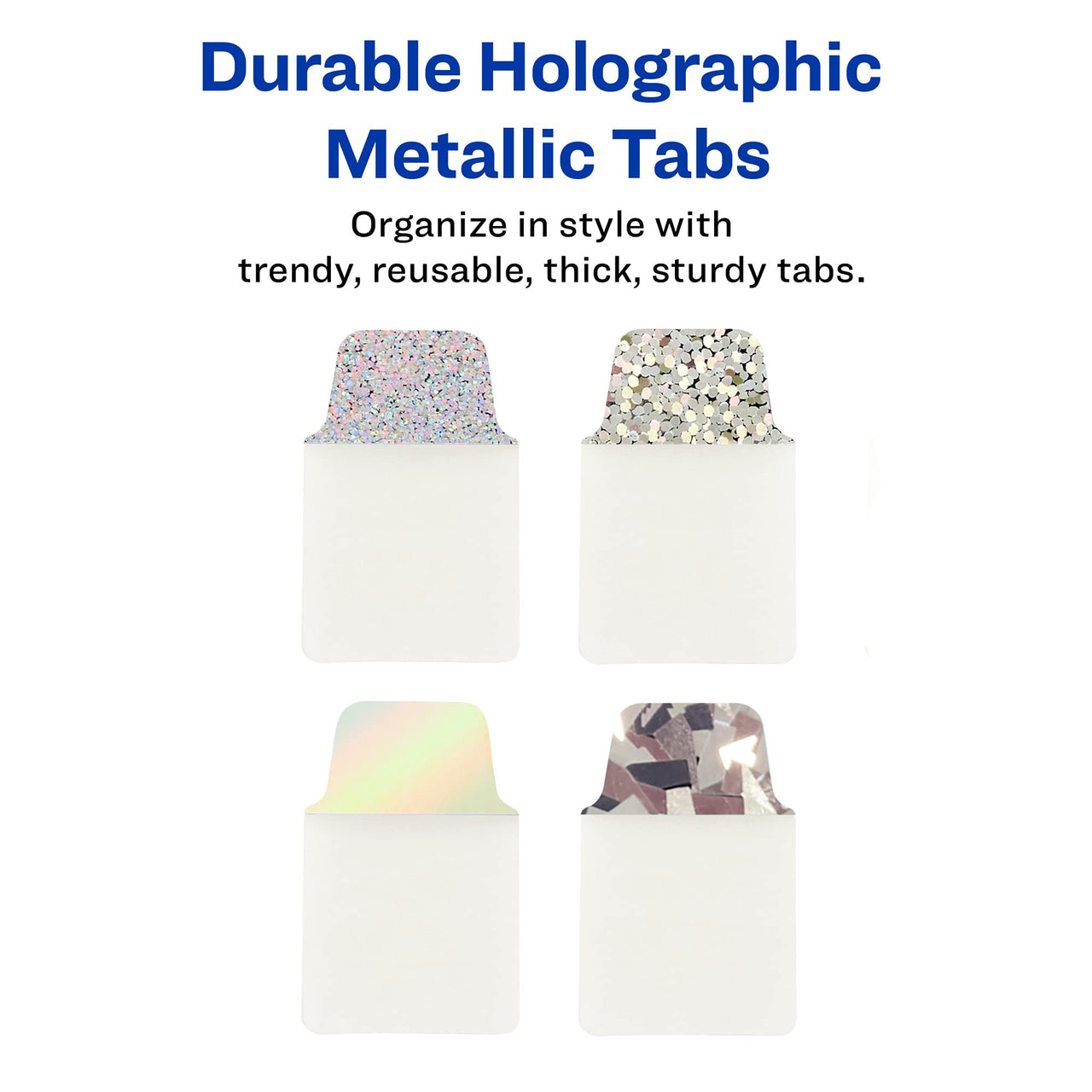 Avery Ultra Tabs Luxe Collection, 1" x 1.5" Mini Tabs, Holographic Iridescent Designs, 32 Repositionable Page Tabs (74178)