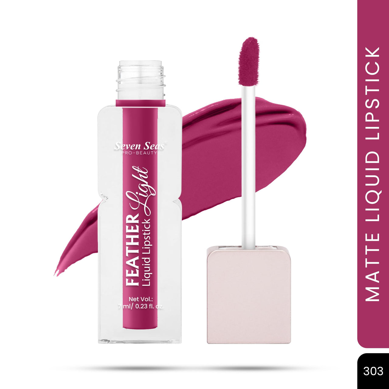 Seven Seas Feather Light Liquid Lipstick | Matte Finish Liquid Lipstick | Long Lasting | Non Transfer | One Coat Application | Stay Upto 12 Hours (303, 6ml)