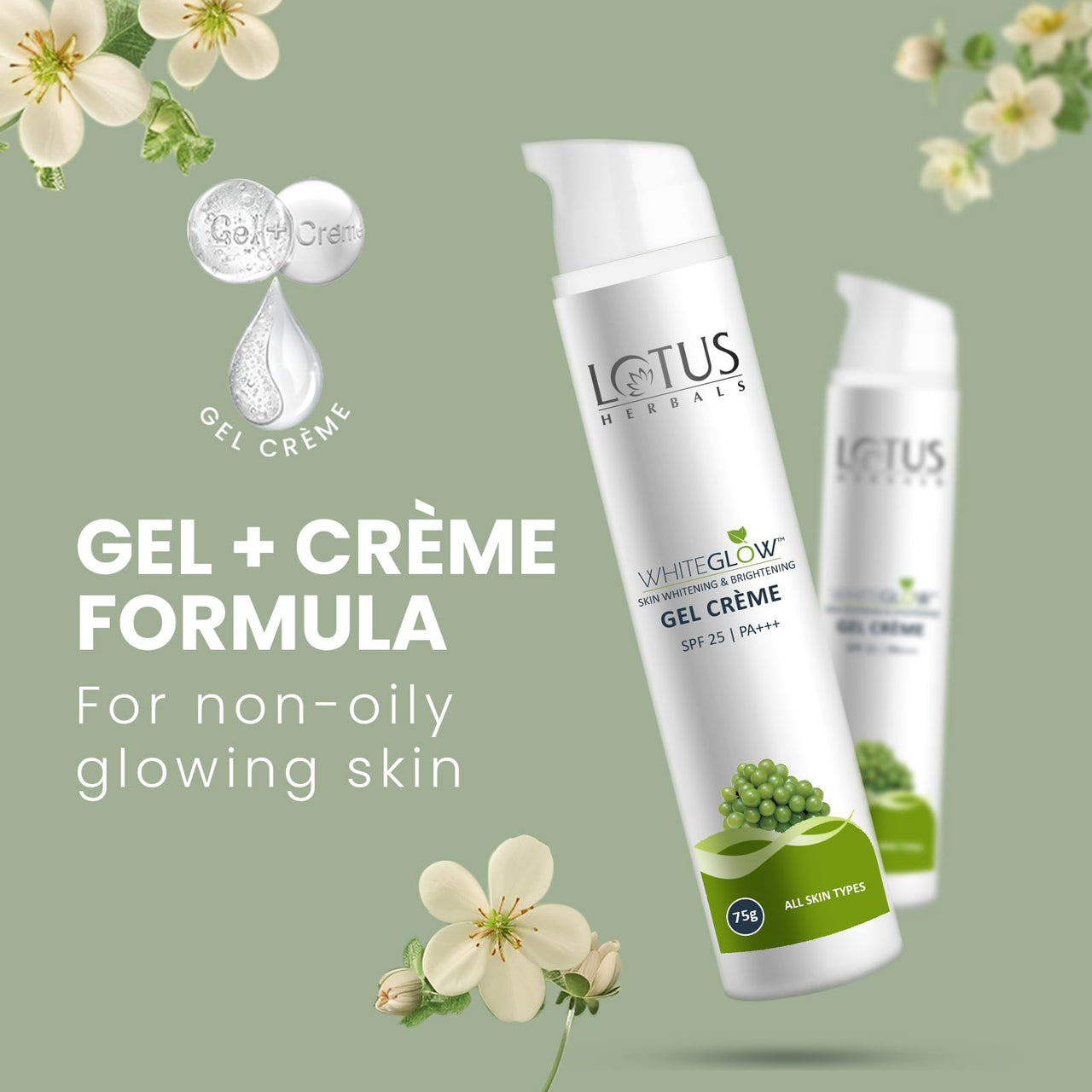 Lotus Herbals WG Bigger Gel Cream_75g + Facial Foam_100g (Set Of 2)