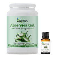KAZIMA Combo of Aloe Vera Gel 1Kg & Tea Tree Essential Oil 15ml - 100% Pure & Natural for Skin, Face, Acne Scars, Hair, Moisturizer & Dark Circles (Combo of 2)