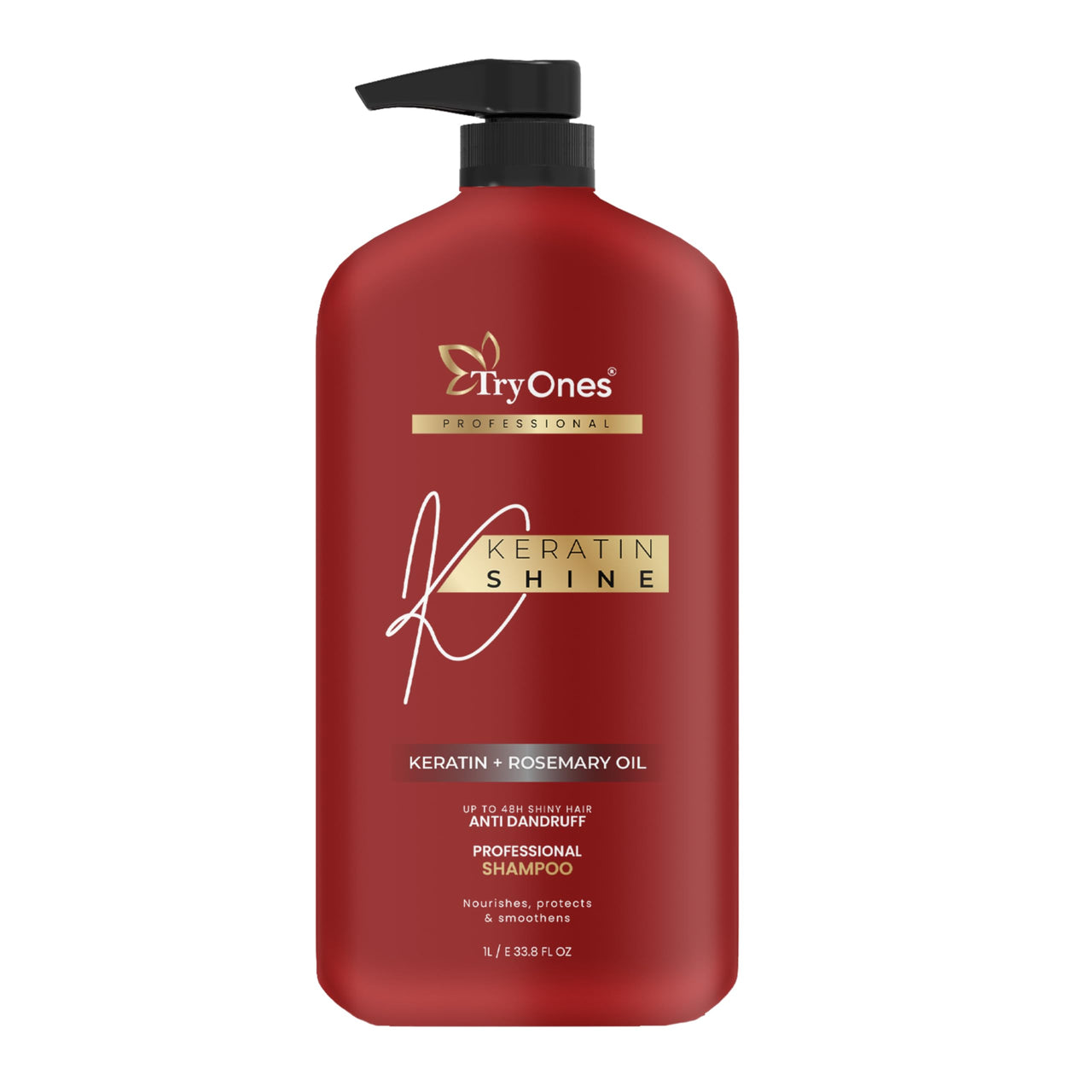 TryOnes Keratin Shampoo for Shiny and Smooth Hair Long Lasting Anti Dandruff Professional Hair Care Up to 48 Hour Protection and Nourishment - 1L