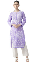 Ada Hand Embroidered Lucknowi Chikankari Ethnic Wear Cotton Kurta Kurti Tunic for Women