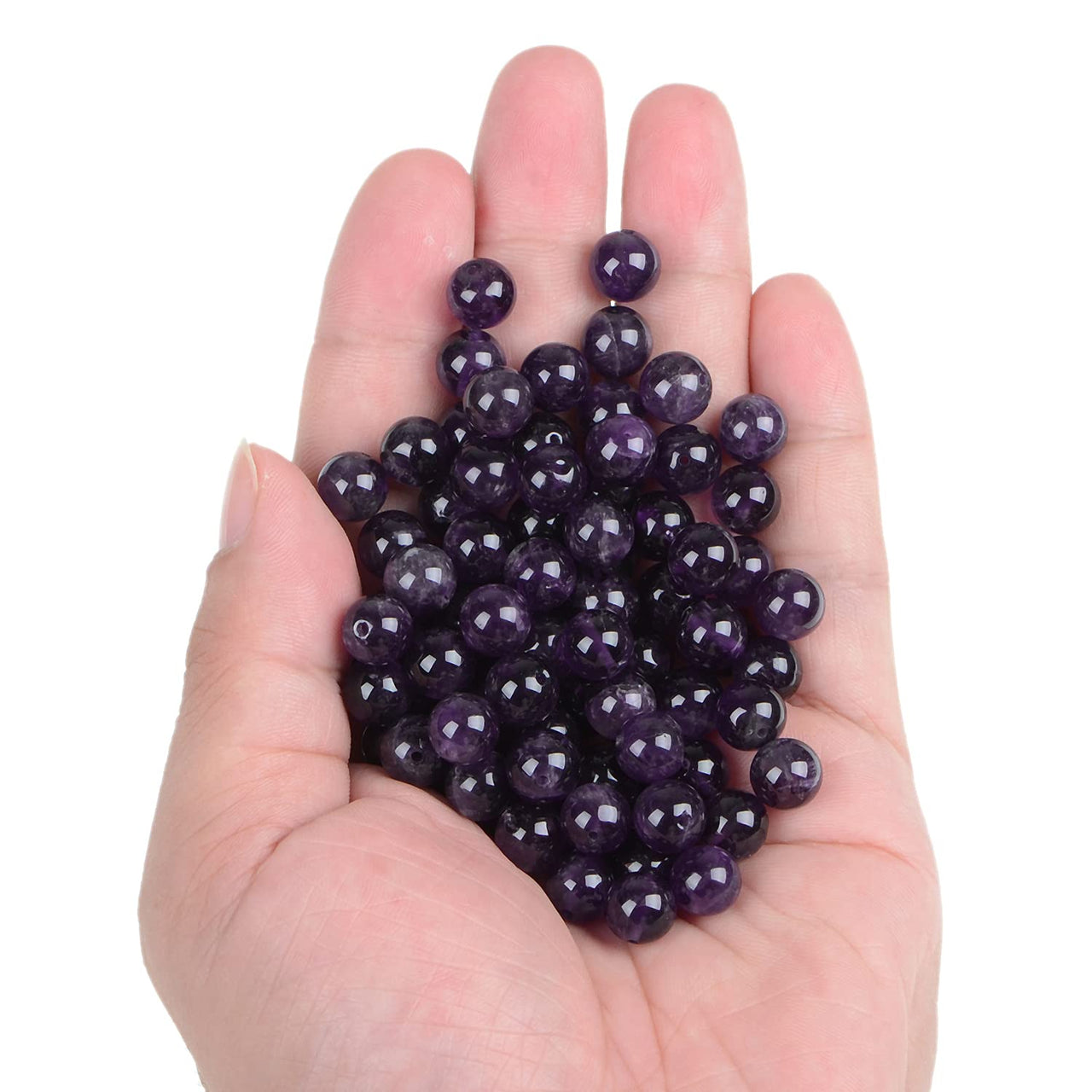 Bymitel 140pcs Natural Crystal Beads Stone Gemstone Round Energy Healing Loose Beads with Stretch Cord for Jewelry Making Bracelets Anklets (Amethyst, 8mm 140pcs)… Amethyst