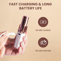Urban Yog Electric Facial Hair Remover Machine for Women, Quick 60-Minute Charge, 100-Minute Runtime, Stainless Steel Blade, Painless Hair Removal for Upper Lip, Chin, Eyebrows & Cheeks, Compact & Portable