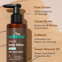 mCaffeine Deep Moisturizing Choco Body Lotion with SPF for Sun Protection (Pack of 2) | All Season Moisturizer for Body with Cocoa Butter & Shea Butter | Non-Sticky Body Lotion for Women & Men (300ml)