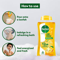 Dettol Body Wash and Shower Gel for Women and Men, Refresh - 250ml | Soap-Free Bodywash | 12h Odour Protection (Pack of 2)