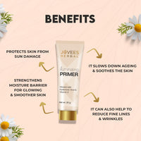 Jovees Herbal Illuminating Primer Infused with Hyaluronic Acid & Vitamin E | Hydrating & Smooth Natural Finish | Light Weight Formula | Natural Tint, 30gm