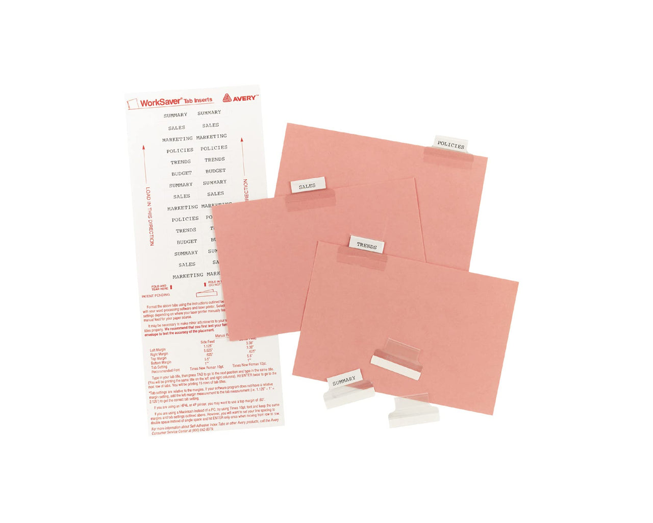 Avery Insertable Self-Adhesive Tabs with Printable Inserts, 1", Permanent Adhesive, Clear, Pack of 25 Index Tabs (16221) 1 Pack