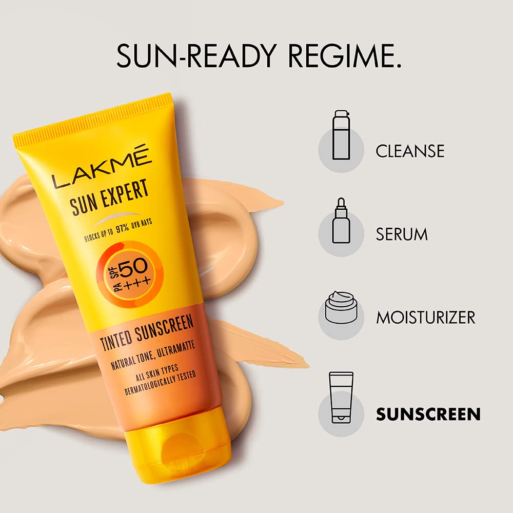 Lakmé Youth Infinity Skin Sculpting Night Creme, 50G & Sun Expert Tinted Cream for All Skin Type Sunscreen 50 Spf, 100G