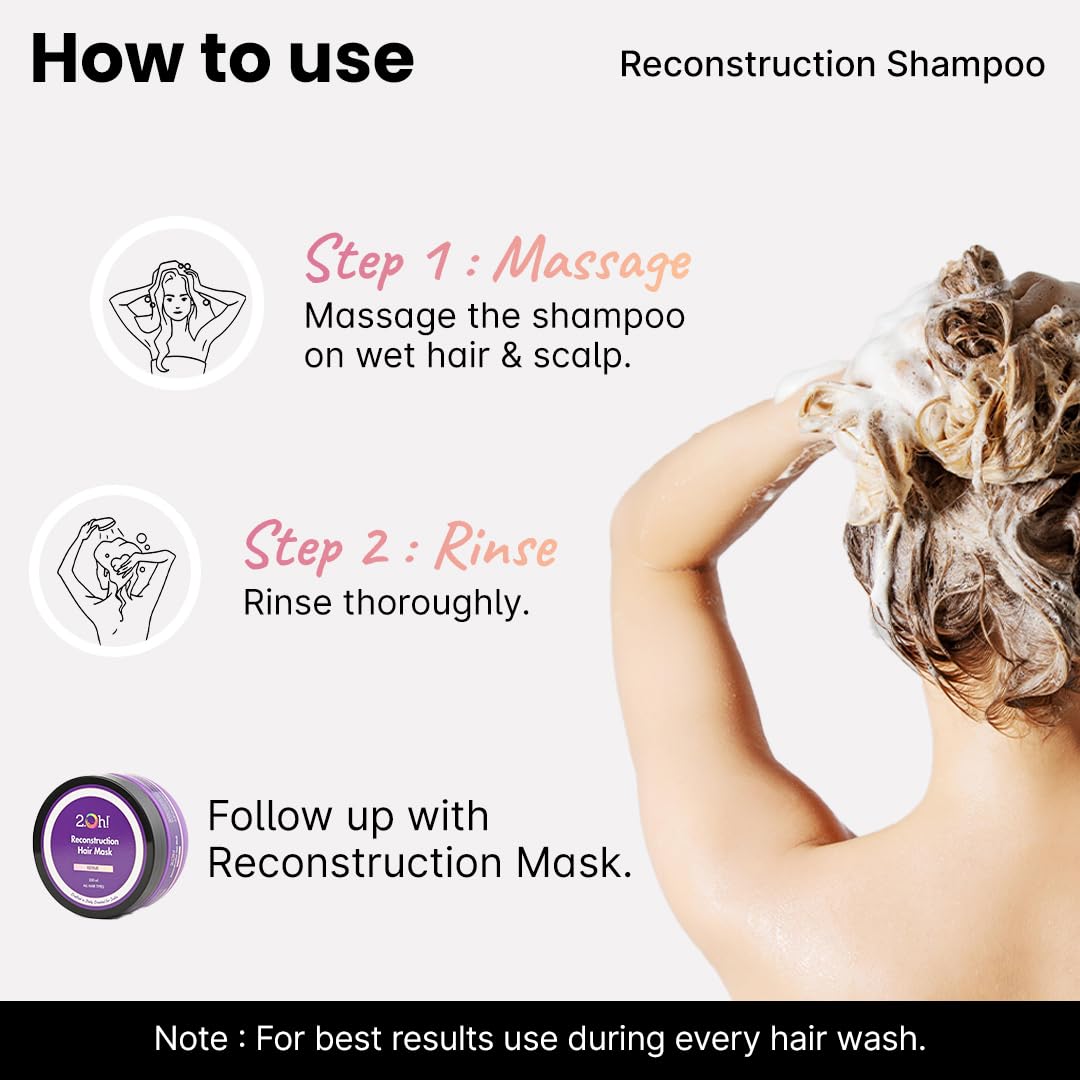 2.Oh! Italian Reconstruction Shampoo for Frizzy and Dry Hair | Oily Scalp Tri-Surfactant Formula | Repairs Dull Damaged Hair | Prevents Frizz and Breakage | For Women and Men | Argan Oil and Glycerin