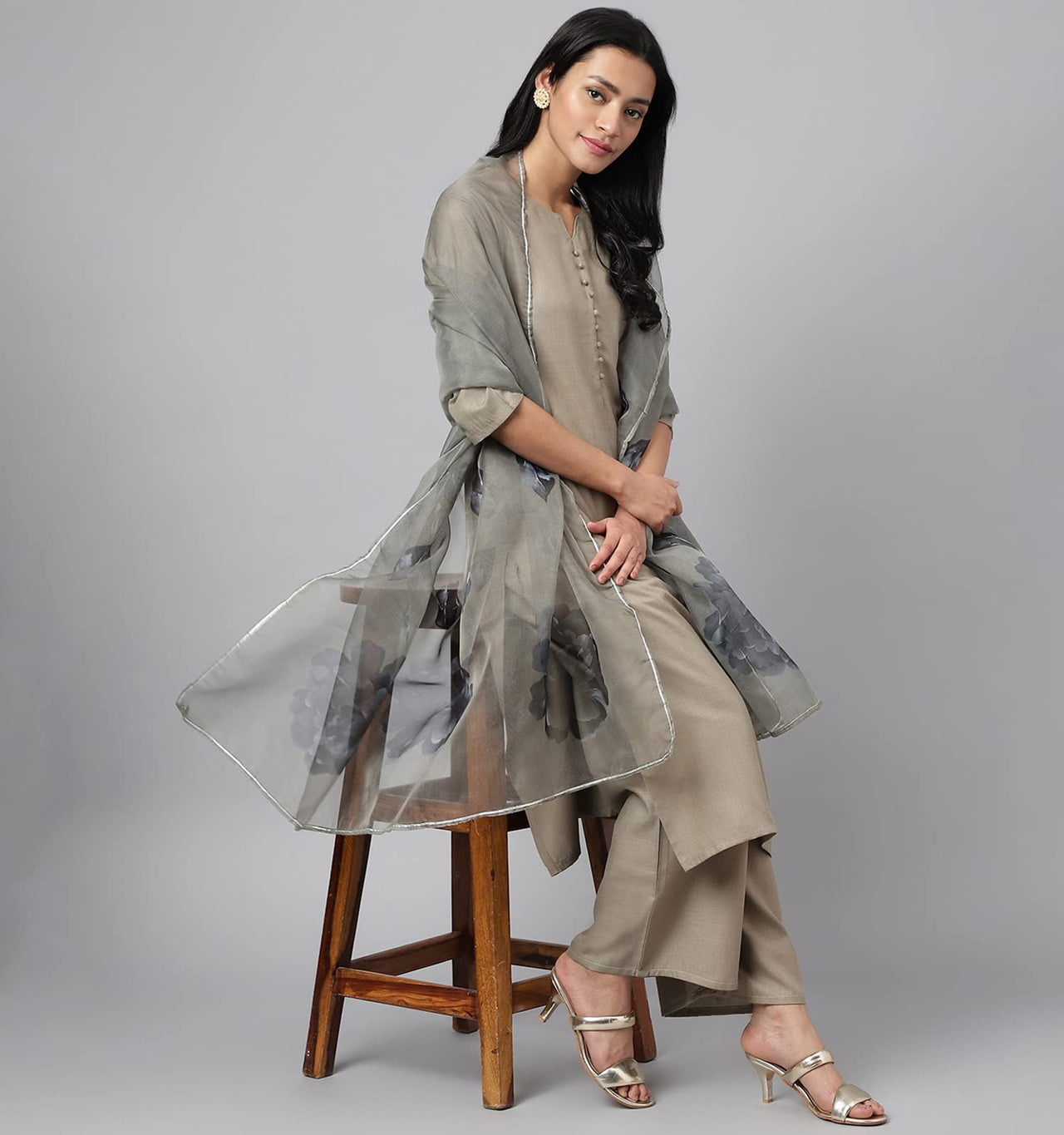 RATAN Straight Salwar Suit Kurta Palazzo Set with Printed Dupatta for Women