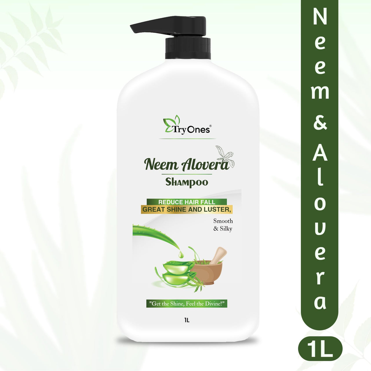 TryOnes Neem & Aloe vera Shampoo Anti Dandruff & Anti Hair Fall Herbal Hair Cleanser/Shampoo| Gets hair rid of Dandruff 1000 ml